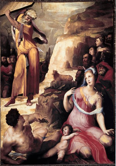Moses zerbricht die Gesetzestafeln von Domenico Beccafumi