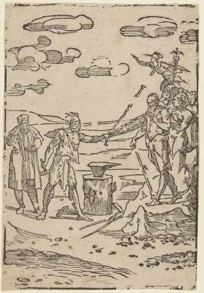 Der Schmied, Nummer 5 aus der Serie Die Praxis der Alchemie von Domenico Beccafumi