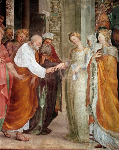 Die Hochzeit der Jungfrau (Detail) von Domenico Beccafumi