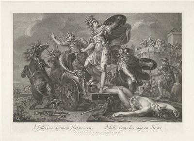 Achilles schleppt den Leichnam von Hector hinter seinem Wagen her von Domenico Cunego