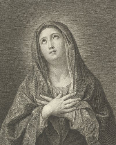 Die Jungfrau, die mit über der Brust gekreuzten Händen nach oben schaut, nach Reni, 1776 von Domenico Cunego