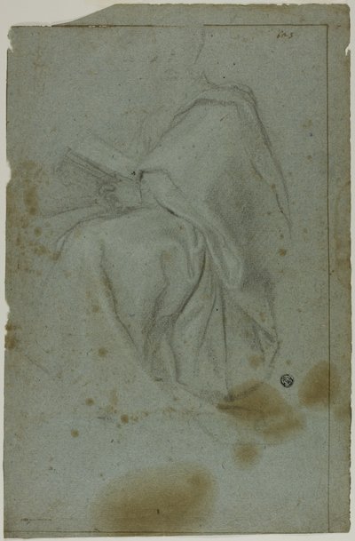 Sitzende drapierte männliche Figur mit Buch (recto); Zwei sitzende Frauen mit Skizze der linken Hand (verso) von Domenico Fiasella