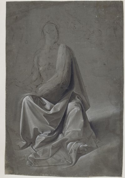 Draperiestudie (möglicherweise Studie des Gewandes von Matthäus dem Evangelisten) von Domenico Ghirlandaio