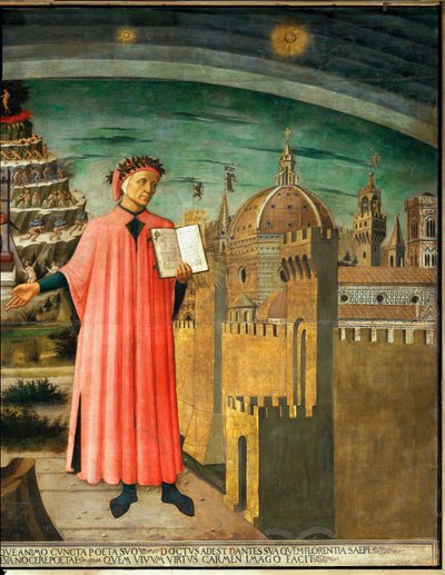 Dante Alighieri und Blick auf Florenz, Italien von Domenico di Michelino