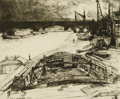 Wind und Regen auf der Themse von Donald Shaw MacLaughlan