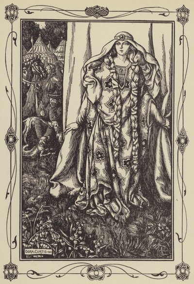 An der Tür eines Hauses stand eine Dame von Dora Curtis