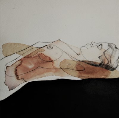 Ruhige Aquarellnackte von Doris Schmitz