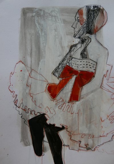 Elegante Frau mit roter Schleife von Doris Schmitz