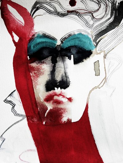 Ausdrucksstarkes Rotes Porträt von Doris Schmitz