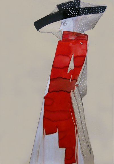 Roter Hut Modefigur von Doris Schmitz