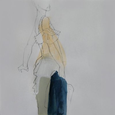 Gelbes Kleid Mode-Skizze von Doris Schmitz