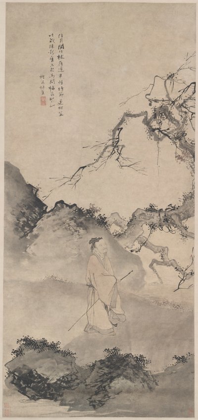 Der Dichter Lin Bu wandert im Mondlicht, späte 1400er Jahre von Du Jin