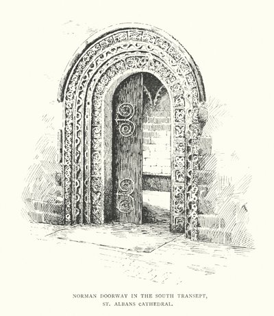Normannisches Portal im südlichen Querschiff, St Albans Kathedrale von Duncan Moul