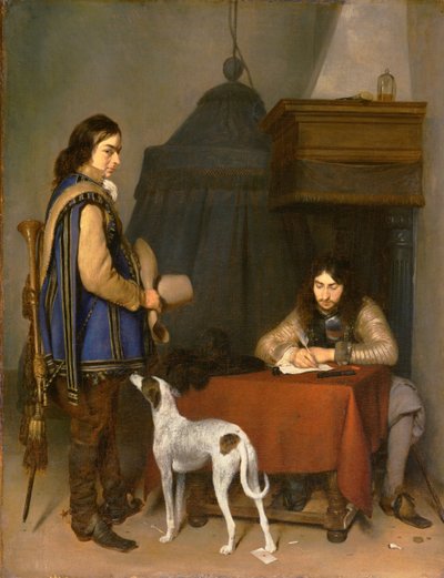 Offizier, der einen Brief schreibt, mit einem Trompeter von Gerard ter Borch