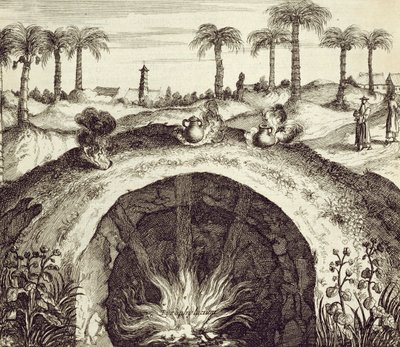 Ein riesiger unterirdischer Dampfofen, aus China Illustrata von Athanasius Kircher (1601-80), 1667 von Dutch School