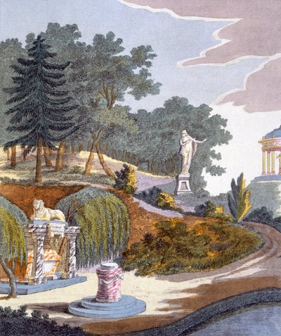 Gartendekorationen, aus Magazin der Gartenschätze von G. van Laar, veröffentlicht 1802 von Dutch School
