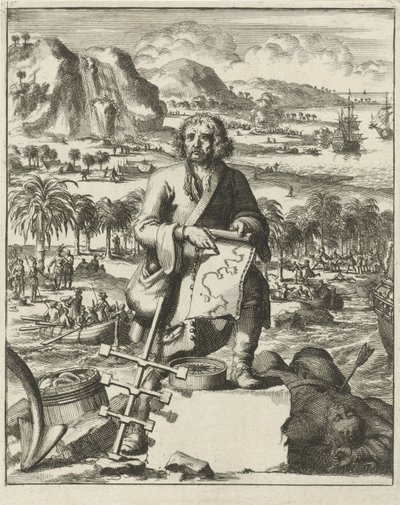 Louis Hennepin landet in Nordamerika, veröffentlicht 1688 (Gravur) von Dutch School