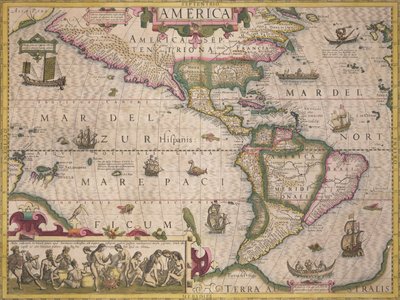 Karte von Amerika, aus dem Mercator-Atlas, veröffentlicht von Jodocus Hondius (1563-1612), Amsterdam, 1606 von Dutch School
