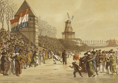 Frauen-Eislaufrennen, Leeuwarden, Niederlande, 1805 von Dutch School