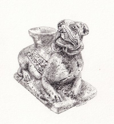 Charmante Bulldoggenstatue von EC Mazur