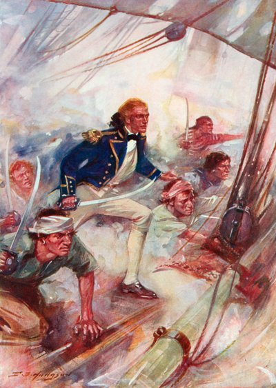 Nelson entert das "San Josef" in der Schlacht von St. Vincent, 14. Februar von E. S. (after) Hodgson