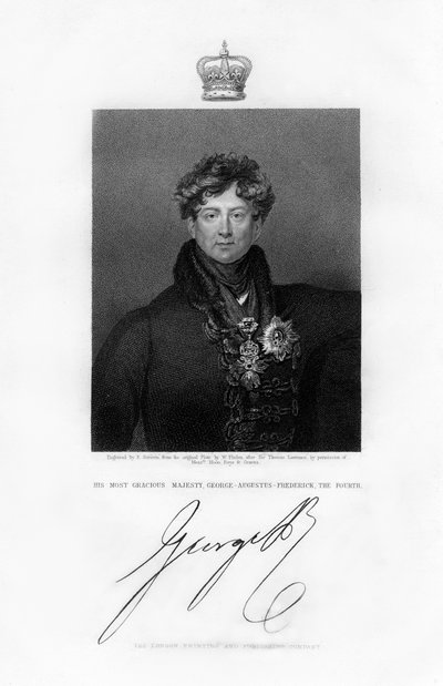 George IV., König des Vereinigten Königreichs und Hannover, 19. Jahrhundert von E. Scriven