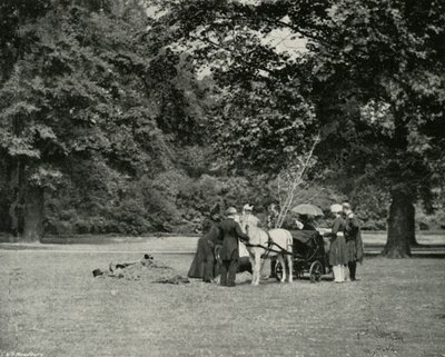 Ihre Majestät pflanzt einen Baum im Garten des Buckingham Palace als Gedenkstätte des Jubiläums, Juni von E. and S. Woodbury
