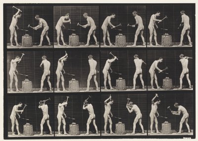 Tafel 374. Schmiede, zwei Modelle, Hämmern auf dem Amboss von Eadweard Muybridge