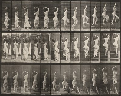 Tafel Nummer 105. Wenden und Treppensteigen, ein Wasserkrug auf der linken Schulter von Eadweard Muybridge