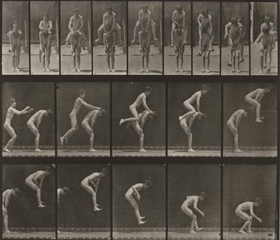 Tafel Nummer 167. Sprung über den Rücken eines Jungen (Bockspringen) von Eadweard Muybridge