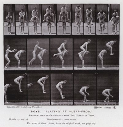 Die menschliche Figur in Bewegung: Jungen, Spielen "Bockspringen" von Eadweard Muybridge