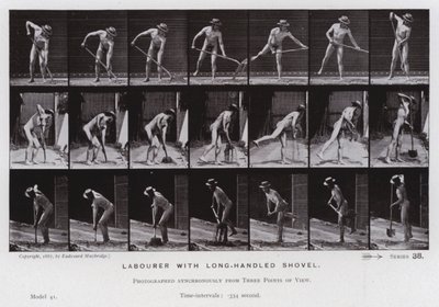 Die menschliche Figur in Bewegung: Arbeiter mit langem Schaufelstiel von Eadweard Muybridge