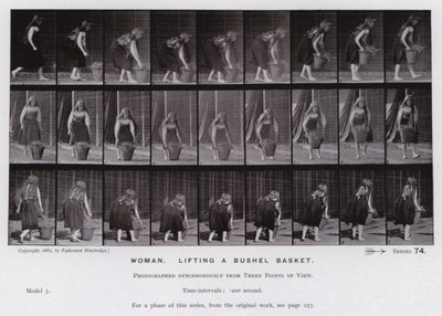 Die menschliche Figur in Bewegung: Frau, die einen Korb hebt von Eadweard Muybridge