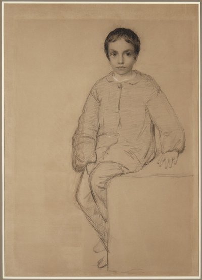 Junger Junge sitzend von Eastman Johnson