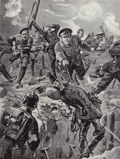 Korporal Joseph Davies und acht Männer vertreiben mit Bajonetten eine Gruppe von Deutschen, die sie zuvor umzingelt hatten, Delville Wood, Frankreich, 20. Juli 1916 von Edgar Alfred Holloway