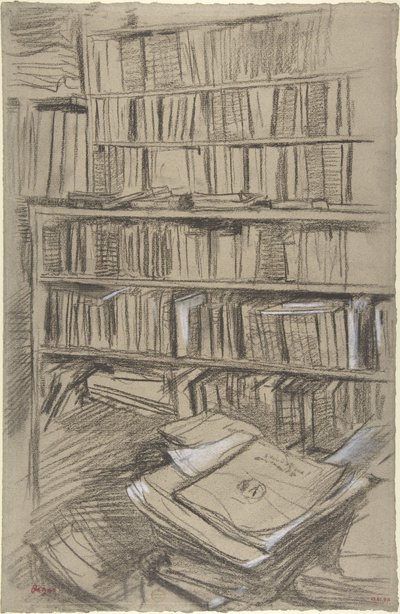 Bücherregale, Studie für "Edmond Duranty" von Edgar Degas