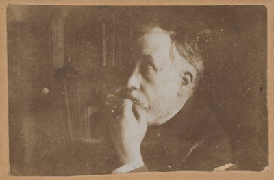 Selbstporträt in der Bibliothek (Hand am Kinn) von Edgar Degas