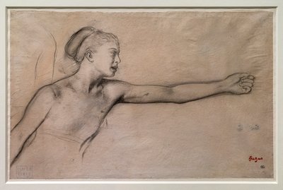 Junge spartanische Mädchen (Studie für „Kleine spartanische Mädchen provozieren Jungen“). Um 1860-1862. Schwarzer Bleistift, Graphit, Mischtechnik auf Transparentpapier. von Edgar Degas
