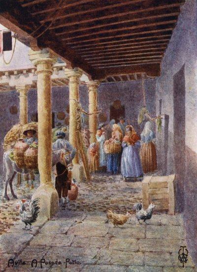 Nordspanien: Avila, Ein Posada Patio von Edgar T. A. Wigram