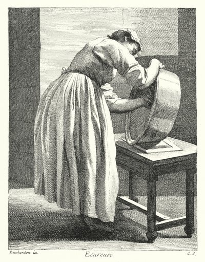 Küchenmagd (Gravur) von Edmé (after) Bouchardon