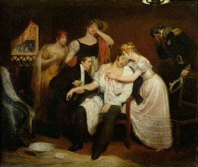 Charles-Ferdinand von Frankreich (1778-1820) in seiner Loge an der Oper in der Rue de Richelieu nach dem Attentat von Louis Louvel von Edouard (1799 1877) Cibot
