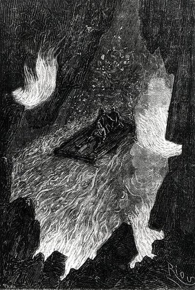 Das Floß wogte auf Lavaströmen, Illustration aus 