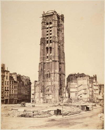 Der Turm Saint-Jacques, vor der Restaurierung. 4. Arrondissement, Paris. von Édouard Baldus