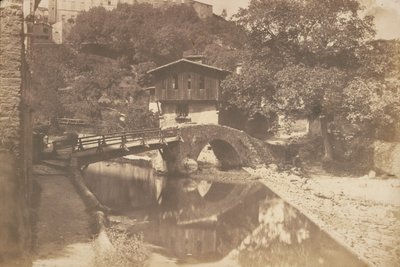 [Landschaft mit Bach, Stein- und Holzbrücke] von Édouard Baldus