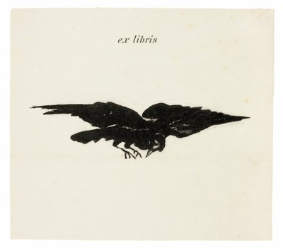 Fliegender Rabe: Ex Libris, aus Der Rabe (Le Corbeau) von Édouard Manet