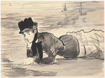 Frau, die am Strand liegt. Annabel Lee, ca. 1881 von Édouard Manet