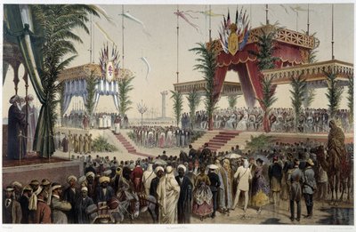 Die Tribüne der Souveräne in „Einweihung des Suezkanals“ von G. Nicole. 1869 von Edouard Riou