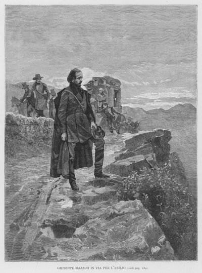 Giuseppe Mazzini auf dem Weg ins Exil von Edouardo Matania