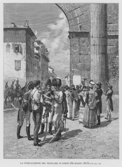 Die Veröffentlichung des Proklamations von Rimini, 30. März 1815 von Edouardo Matania