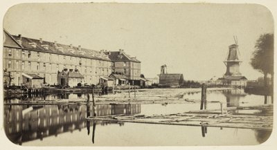 Ansicht der Oranje-Nassau-Kaserne in Amsterdam vom Garancinefabrik aus gesehen von Eduard Isaac Asser